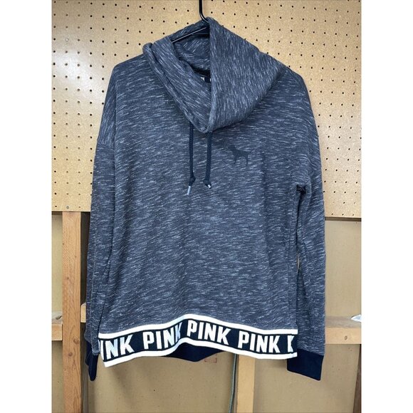 Victoria's Secret Tops - Victoria's Secret PINK Sweatshirt Mock Neck Black & Gray Dog Logo Size Small S